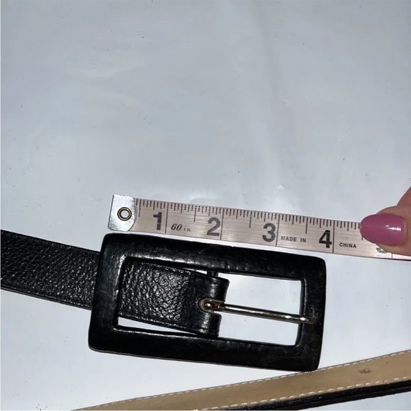 LEATHEROCK BLACK Leather 1” Belt black LEATHER 4”RECTANGLE BUCKLE USA made 6927 - Picture 4 of 11